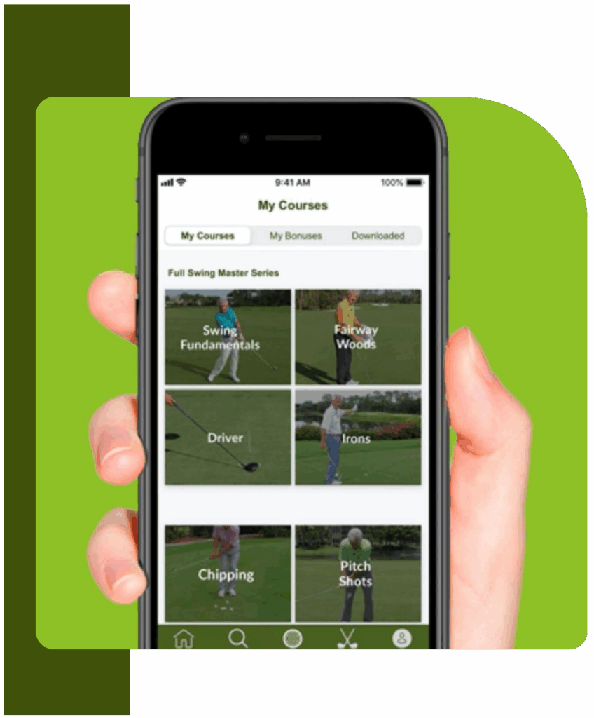 Mobile Golf Training App - Course Access Screen